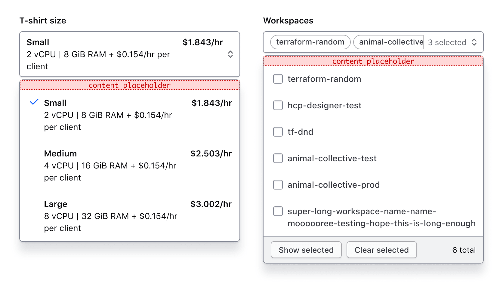 Generic content enabled before the list in both Single and Multiple components